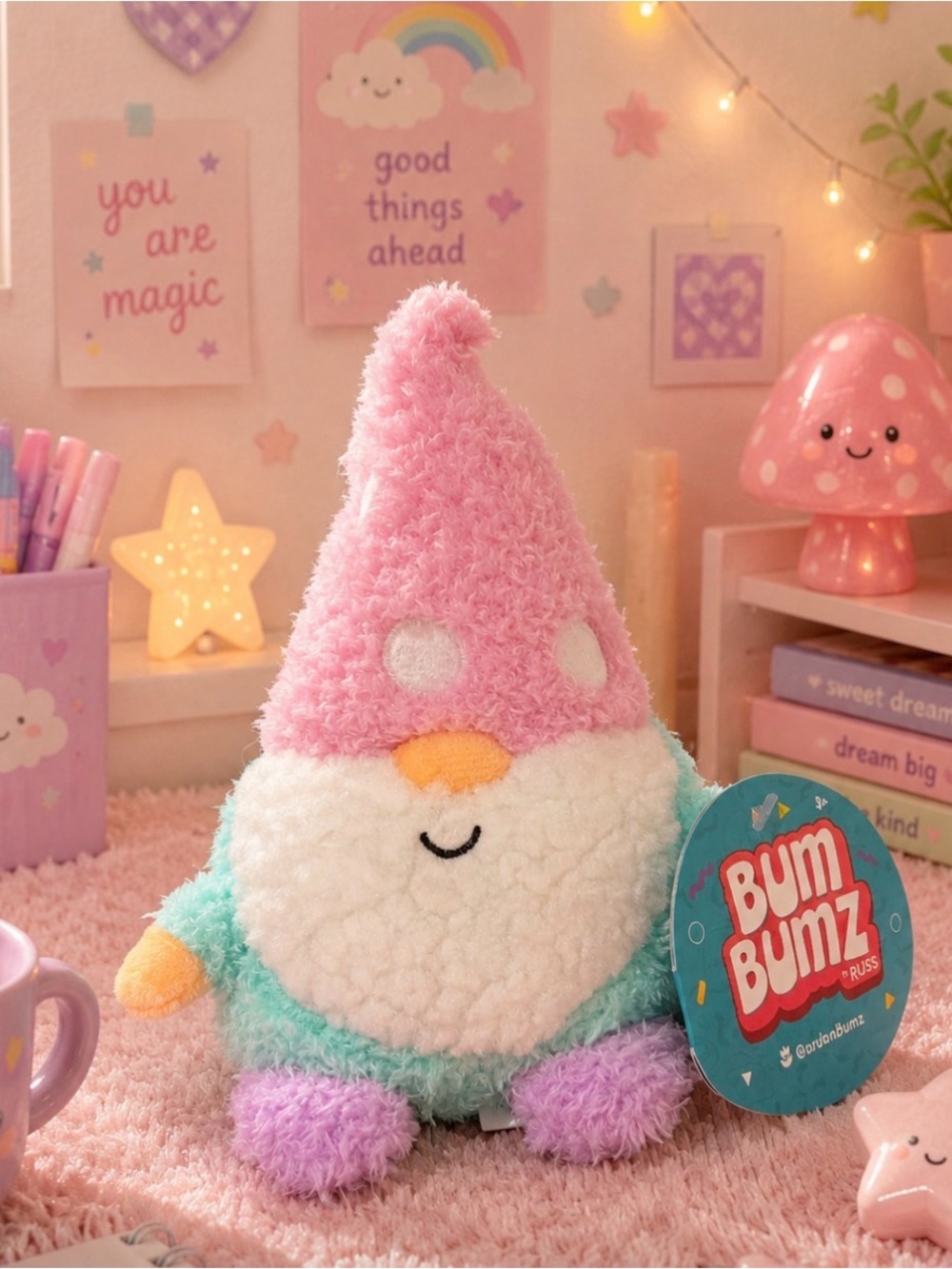 4.5 Bumbumz Plush Gnome — Pink, Mint & Lavender